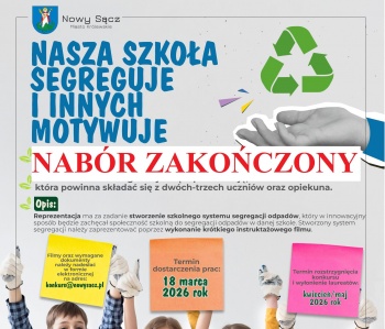 Zdjęcie do artykułu Zakończenie naboru prac do konkursu "Nasza szkoła segreguje i innych motywuje"