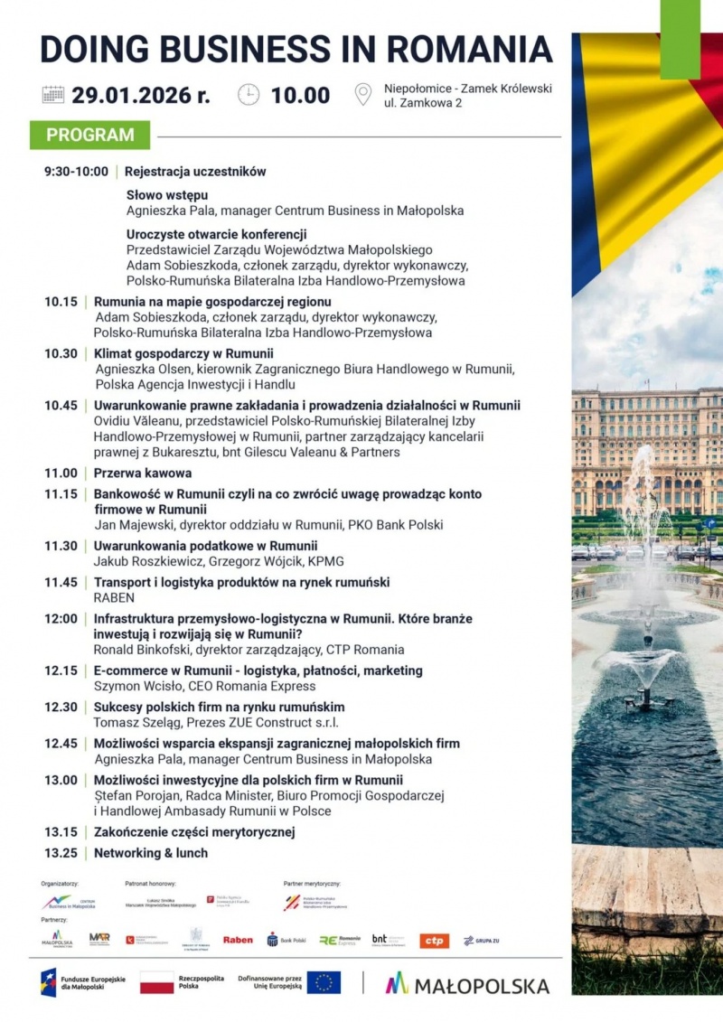 baner informacyjny dotyczący spotkania dla przedsiębiorców