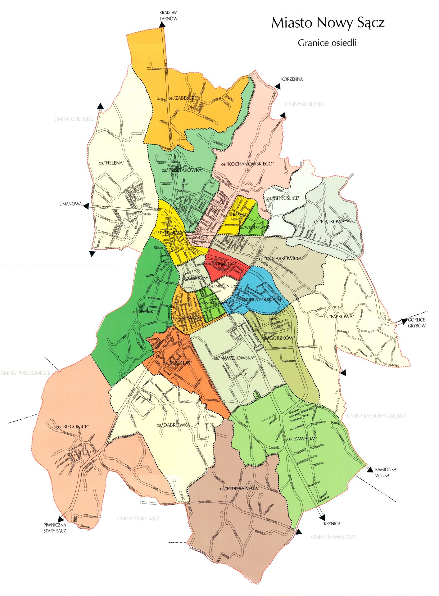 Mapa Osiedli Nowego Sącza Mapa Osiedli Nowego Sącza