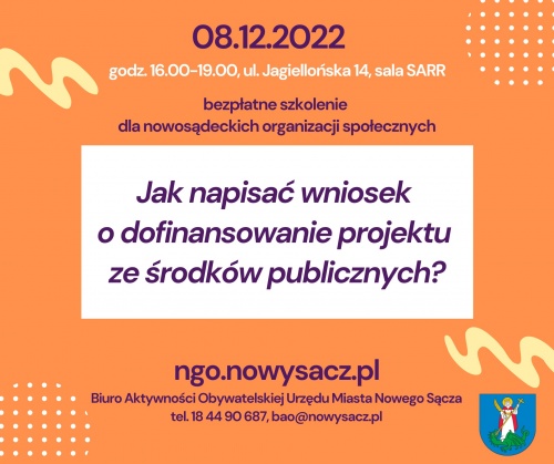 plakat z informacją o szkoleniu