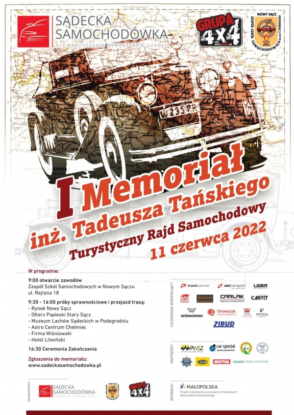 plakat zapraszający na I Memoriał inżyniera TadeuszaTańskiego