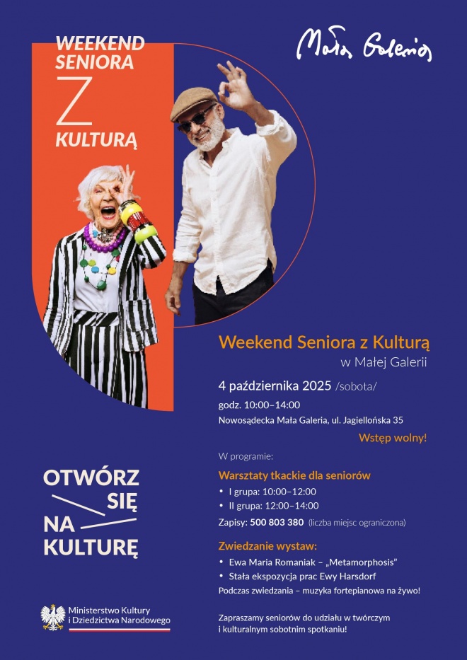 Plakat informujący o wydarzeniu pn. "Weekend seniora z kulturą"