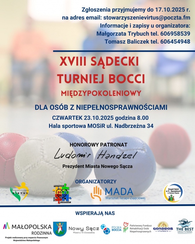 Plakat informujący o XVIII Sądeckim Turnieju Bocci
