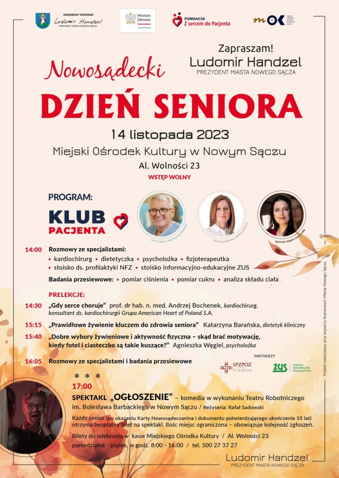 plakat z programem Nowosądeckiego Dnia Seniora