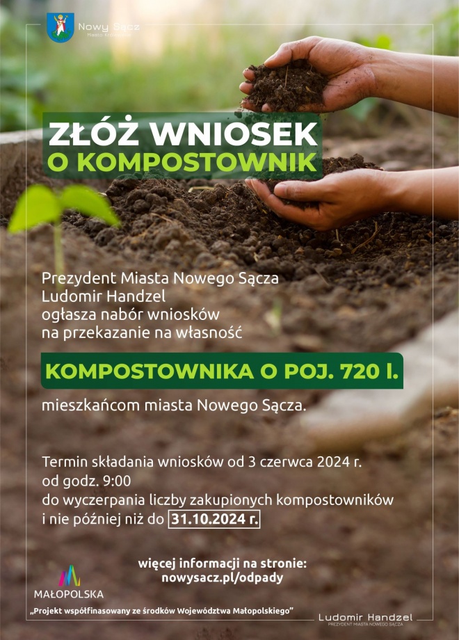 Plakat informujący o kompostownikach