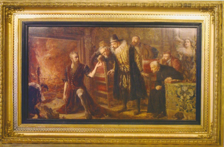 Obraz obok: Jan Matejko "Alchemik Sędziwój" (Obraz Muzeum Sztuki w Łodzi, zdjęcie zrobione na wystawie w domu Jana Matejki w Krakowie