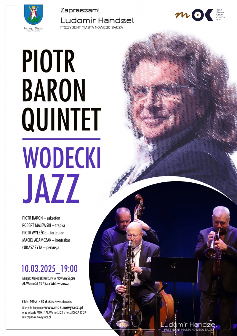 Plakat informujący o koncercie pn. "Wodecki jazz"