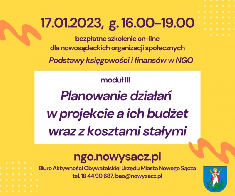Plakat informujący o szkoleniach dla NGO