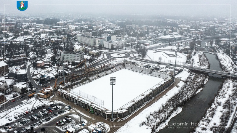 Budowany nowy stadion miejski przy ul. Kilińskiego z lotu ptaka