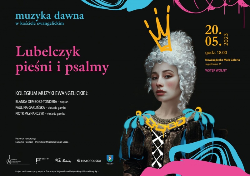 Plakat promujący koncert "Muzyka Dawna w Kościele Ewangelickim"